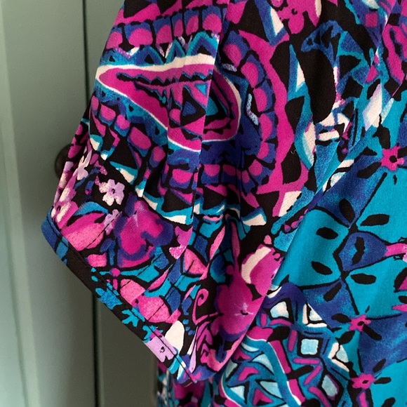 ECI New York Beaded detailed Dress. Purple/Blue/Black Print. Size 12 - Picture 7 of 11